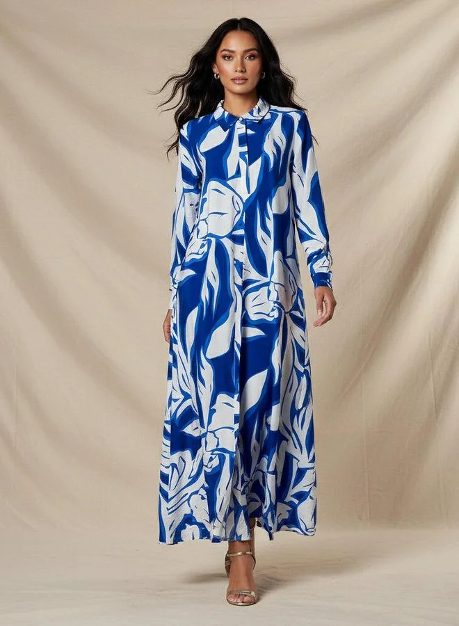 Iconic Iconic Printed Shirt Dress with Collar